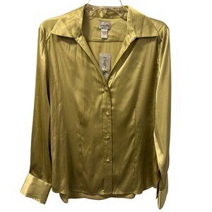 Chicos Silky Splendor Sara Beth Long Sleeve Shirt Haven Size M Blouse. NWT